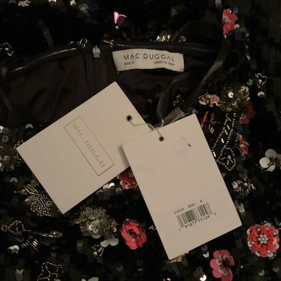 MAC DUGGAL 93695 Womens Black Floral Sequined Strapless Column Gown - Picture 13 of 13